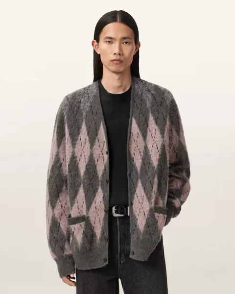 Andre Argyle Jacquard Cardigan