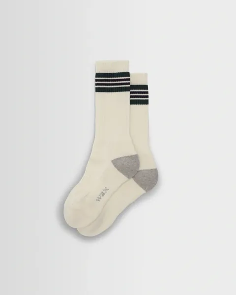 Thorpe - Ecru and Green Preppy Stripe Socks