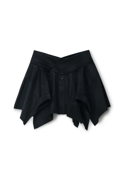 Black Deconstructed Cotton Skirt