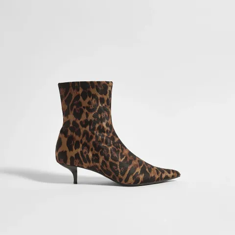 River Island Wide Fit Leopard Print Sock Boots