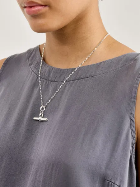 Tilly Sveaas Medium Silver T-Bar on Belcher Chain Necklace