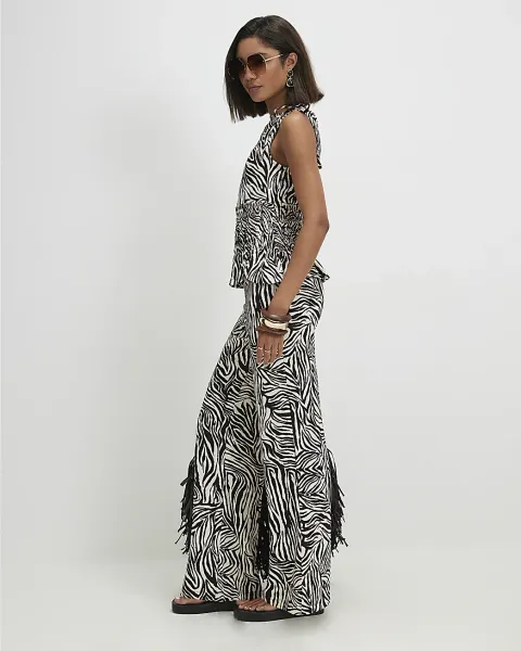 River Island Zebra Print Wide Leg Trousers