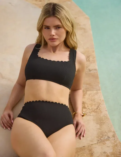 South Beach Padded Scallop Square Neck Bikini Top