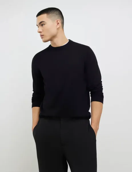 River Island Slim Fit Crew Neck Jumper Black