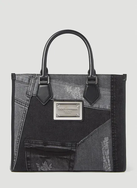 Small Patchwork Denim Tote Bag