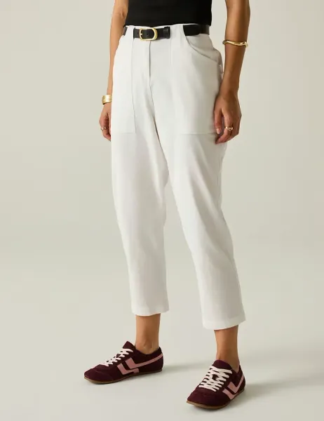Regatta Shorebella Cotton Blend Straight Leg Cropped Trousers White