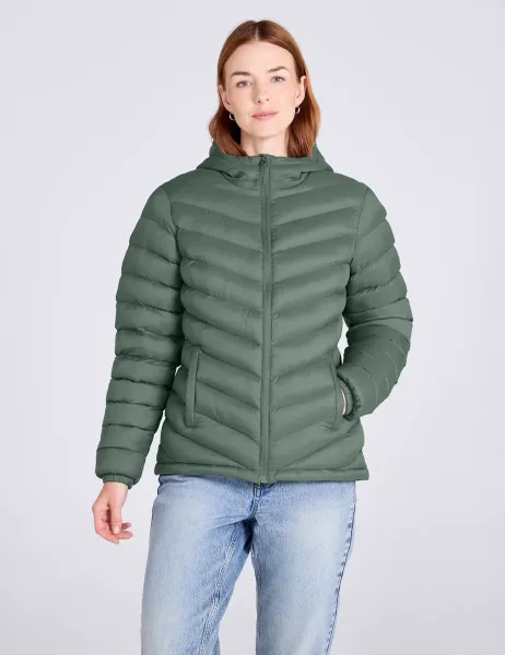 Mountain Warehouse Seasons Water Resistant Padded Hooded Jacket Light Green