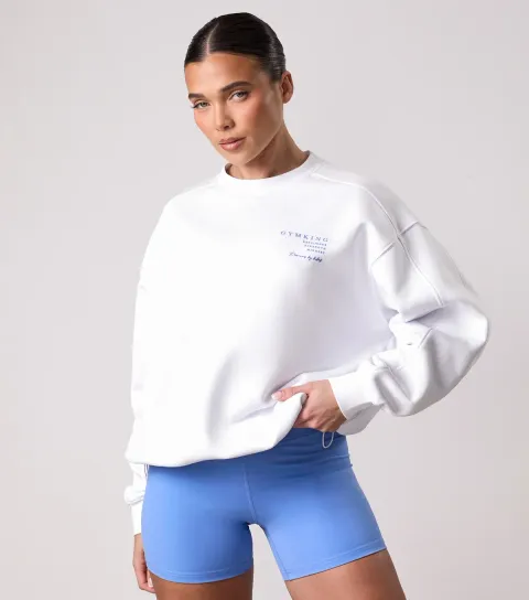 Gym King Women's White Define Crew Neck Sweatshirt