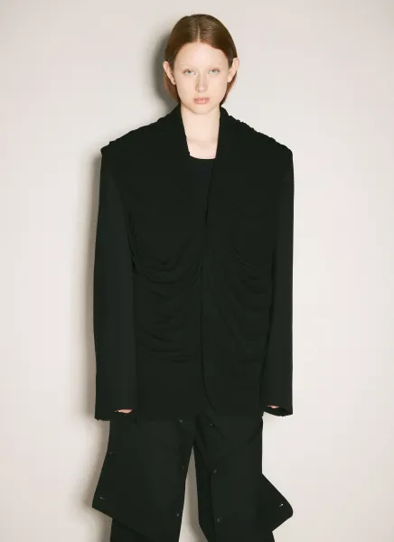 Draped Hooded Blazer
