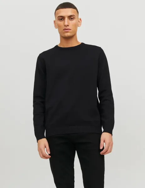 Jack & Jones Pure Cotton Crew Neck Jumper Black
