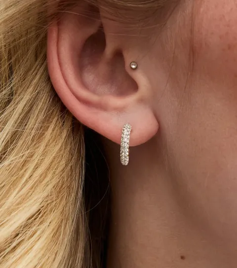 Silver Tone Diamanté Hoop Earrings