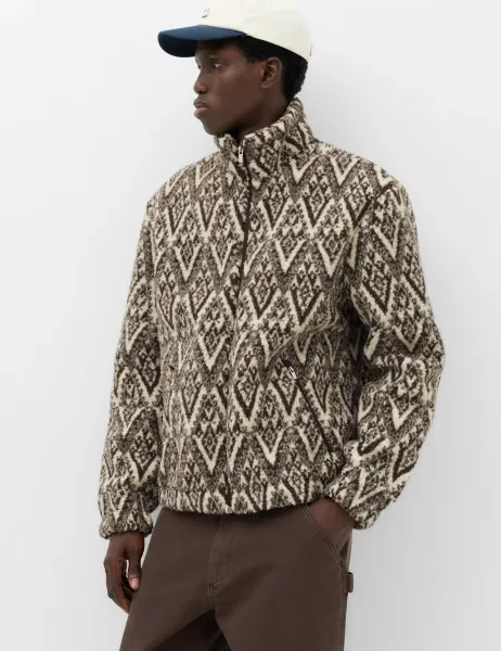 Marks & Spencer Fair Isle Funnel Neck Fleece Jacket Natural