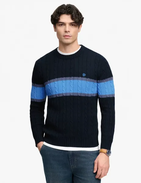Superdry & Co Pure Cotton Striped Cable Jumper