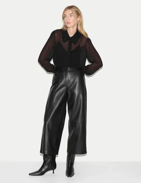 Jigsaw Sheer Collared Frill Detail Blouse Black