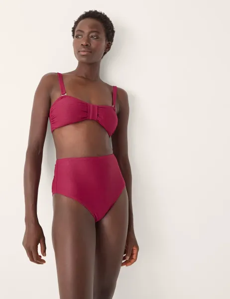 Monsoon Ribbed Bandeau Bikini Top Burgundy