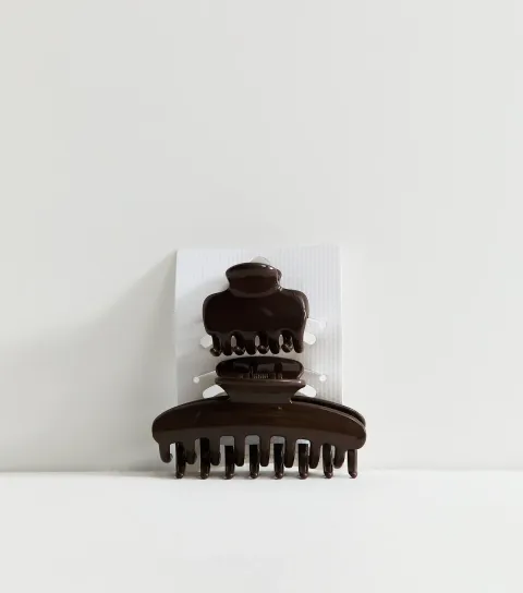 Dark Brown Pack Of 2 Hair Claw Clips