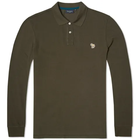 Regular Fit Long Sleeve Zebra Polo