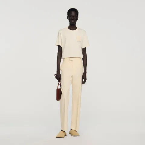 Wide-leg cotton trousers