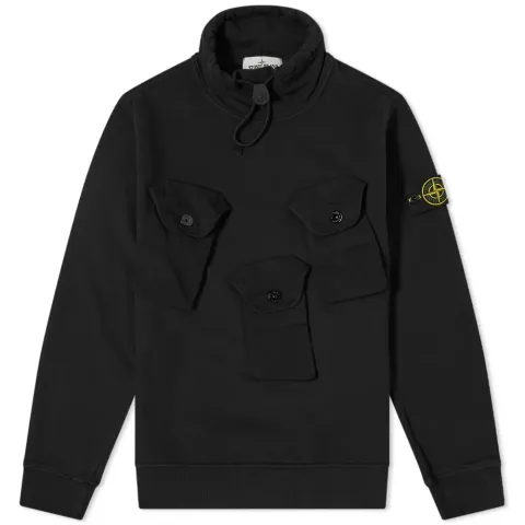 Multi Pocket Detail Mock Neck Sweat