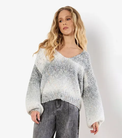 Women's Grey Tinsel & Fleck Jumper