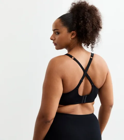 Women's Plus Size Black Multiway Smooth Non Padded Bra Curves