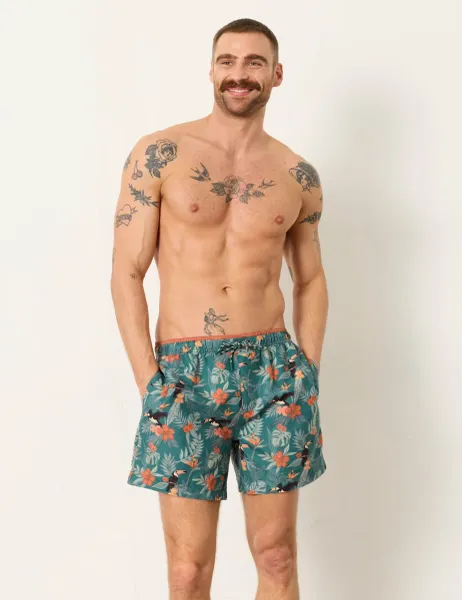 FatFace Printed Swim Shorts Teal Mix