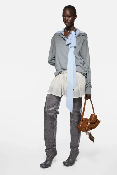 Layered silk polo knit