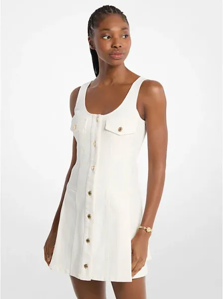 Pleated Denim Mini Dress