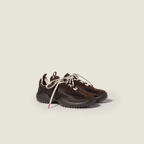 Bubble technical fabric and suede sneakers