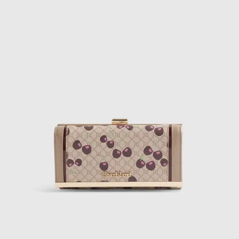 River Island Cherry Monogram Cliptop Purse