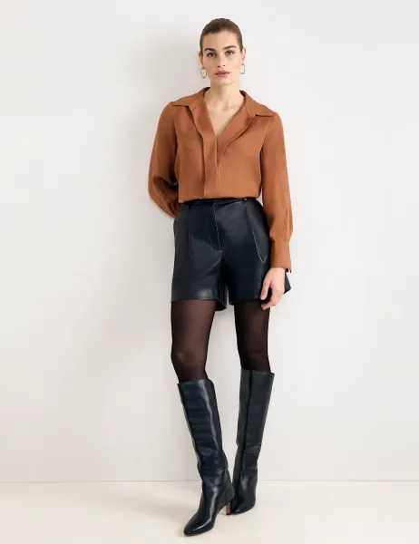 Faux Leather Shorts Black