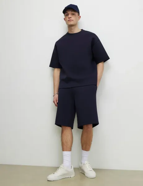 River Island Oversized Cotton Blend Short Sleeve T-Shirt Navy