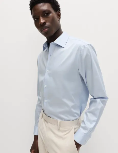 Marks & Spencer Regular Fit Supima Cotton Shirt Blue