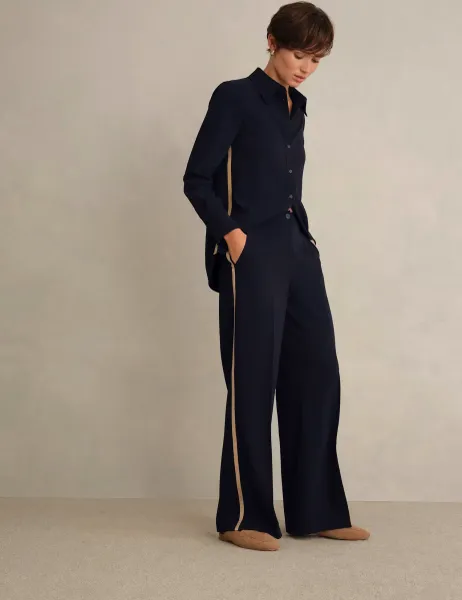 Hobbs Side Stripe Trousers Blue