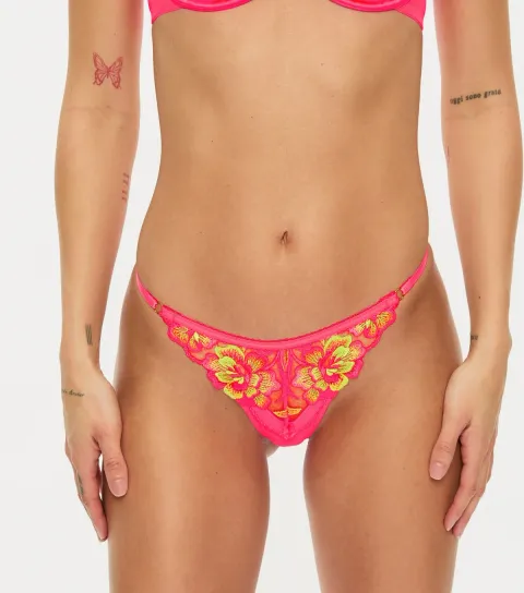 Women's Bright Pink Tropical Oasis String Thong