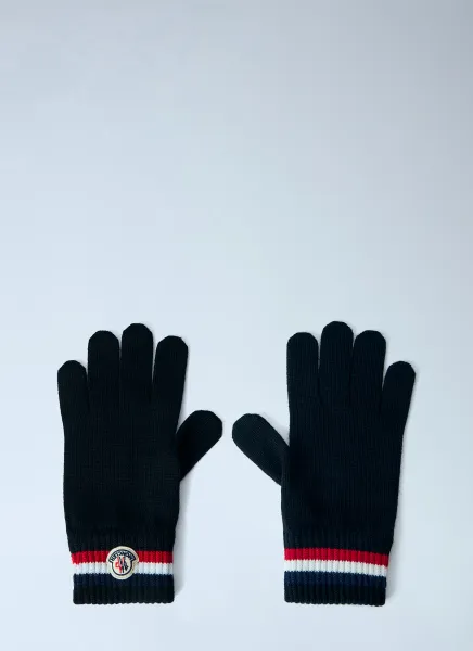 Moncler Knit Gloves with Logo Patch