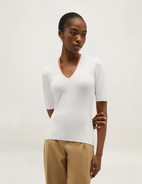 Hobbs V-Neck Knitted Top White