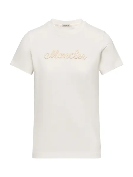 Women Logo Embroidery Cotton T-Shirt White