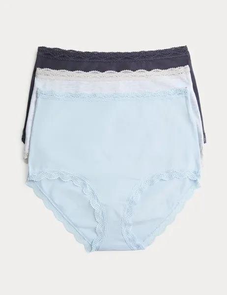 Marks & Spencer 3pk Cotton Rich Full Briefs Dusty Blue