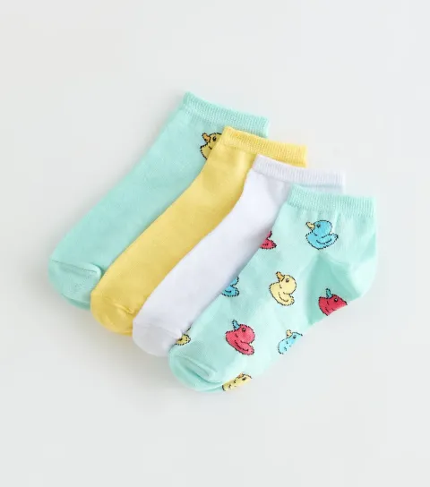 Pack of 4 Multicolour Duck Pattern Trainer Socks
