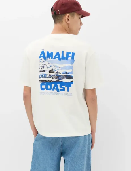 Marks & Spencer Oversized Pure Cotton Graphic Short Sleeve T-Shirt Ecru
