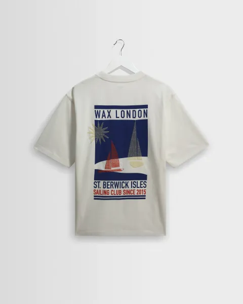 Milton - Off White Embroidered Sailing Graphic t-Shirt