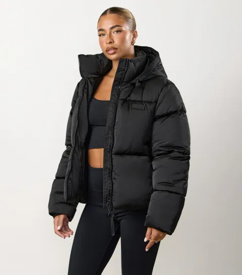 Gym King Women's Black Cropped Padded Jacket