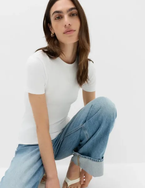 Marks & Spencer Crew Neck Soft Touch T-Shirt Soft White