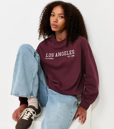 Women's Dark Burgundy Cotton Rich Los Angeles Sweatshirt