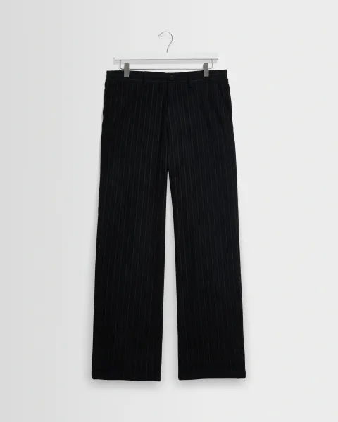 Malham - Black Italian Flannel Stripe Trouser