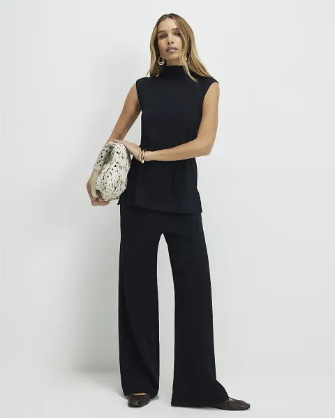 River Island Textured Wide Leg Trousers