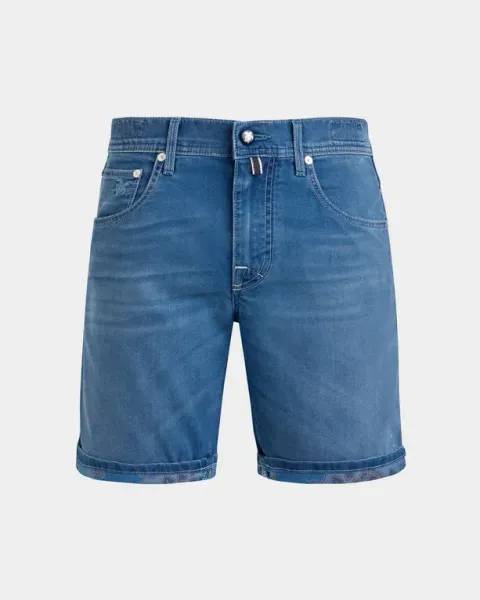 Vilebrequin Men 5-pockets Denim Bermuda Shorts Tropical Turtles
