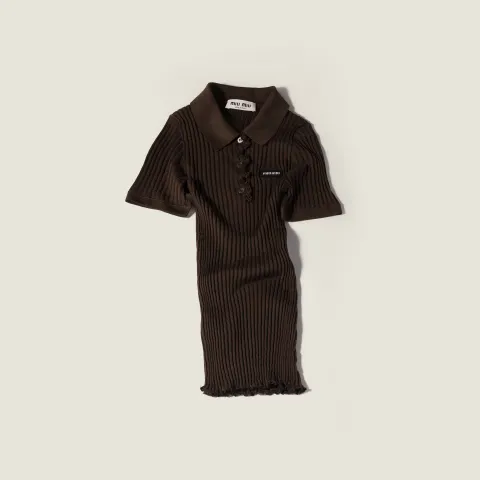 Silk knit polo shirt