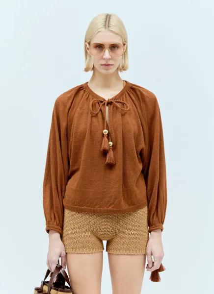 Linen Tassel Top